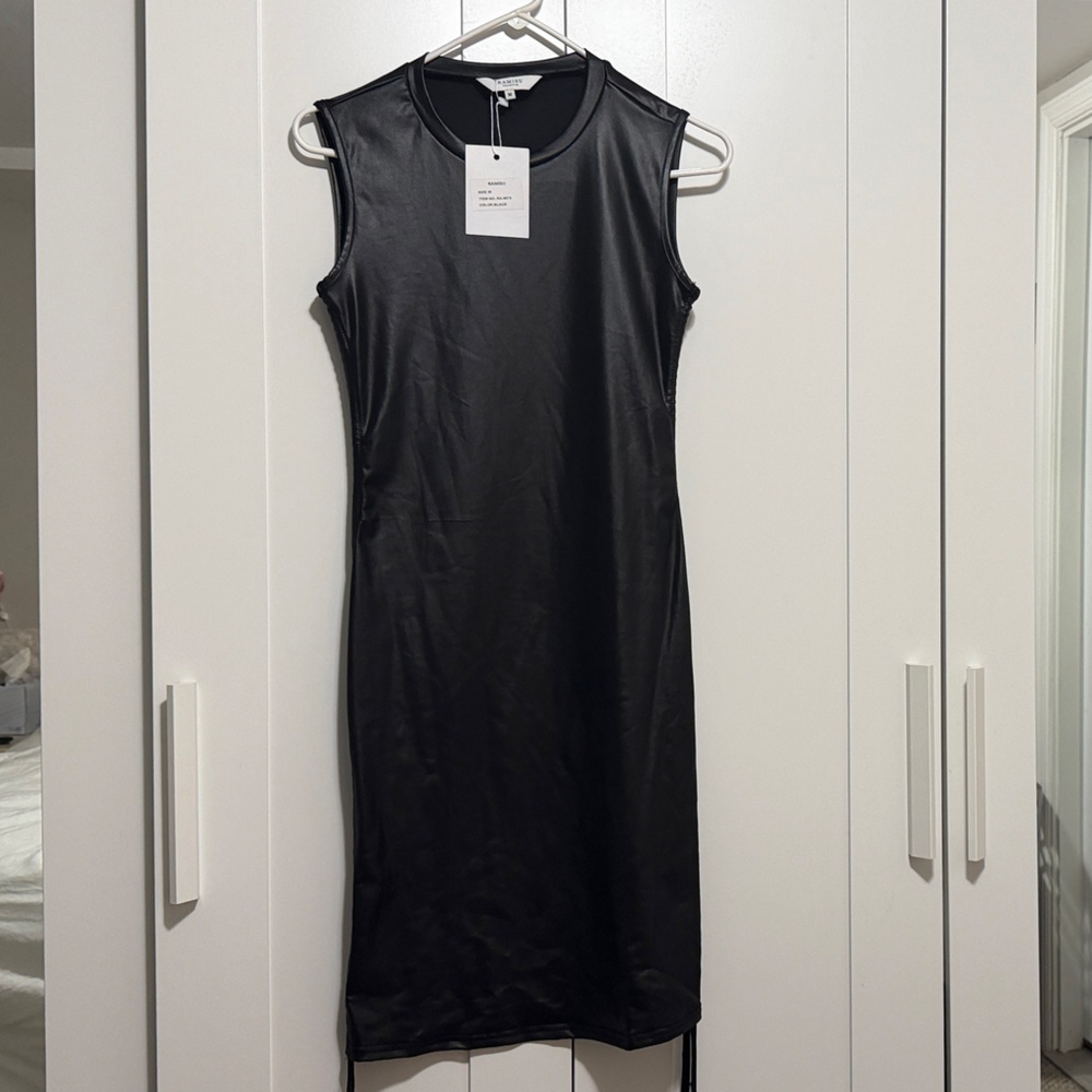 Black Leather Sleeveless Dress
